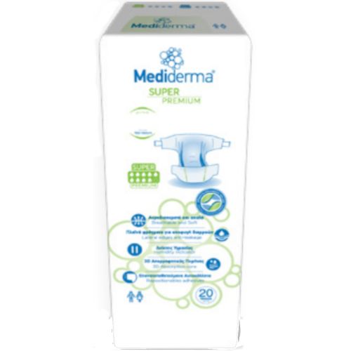 Πάνα Ακράτειας με Αυτοκόλλητο Mediderma Super - Medium(20τμχ.) 